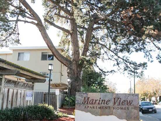 Welcoming Property Signage at Marine View Apartments, Alameda