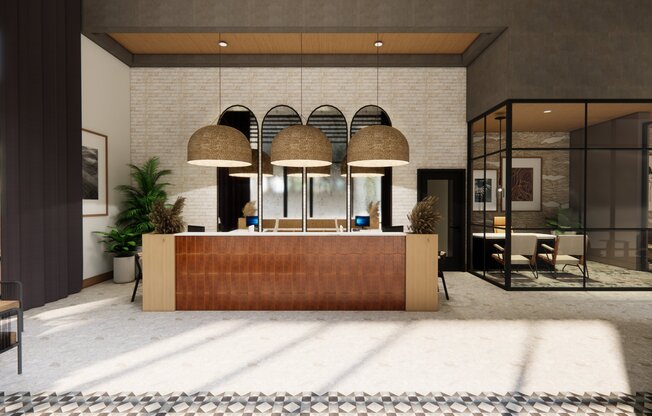 Hotel-inspired lobby with comfortable seating.