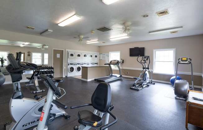 Fitness center at University Park Apartments