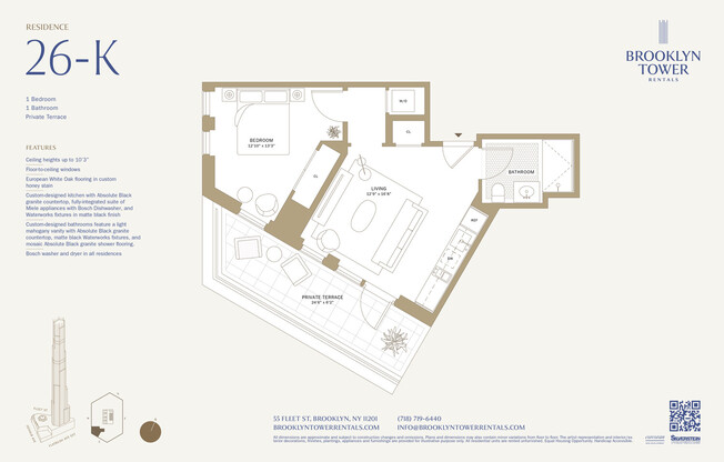 1 bed, 1 bath, $6,135, Unit 26K