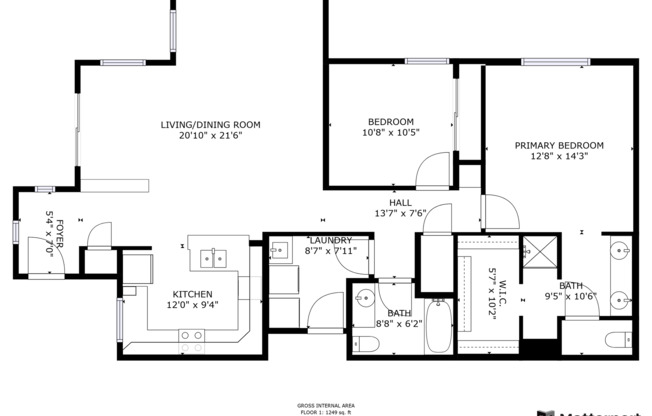 2 beds, 2 baths, 1,342 sqft, $1,695, Unit 113