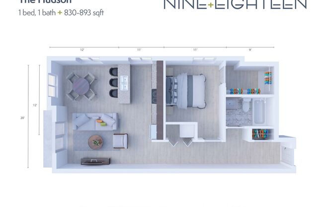 1 bed, 1 bath, 893 sqft, $1,650, Unit 201