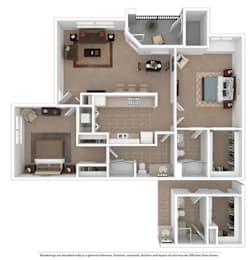 2 beds, 2 baths, 1,170 sqft, $1,534