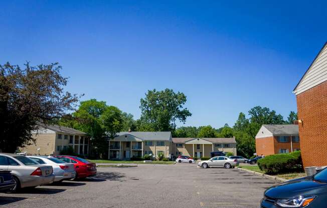 Ample parking, at Riverstone Apartments in Southfield, Michigan
