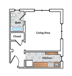Studio, 1 bath, 531 sqft, $1,850