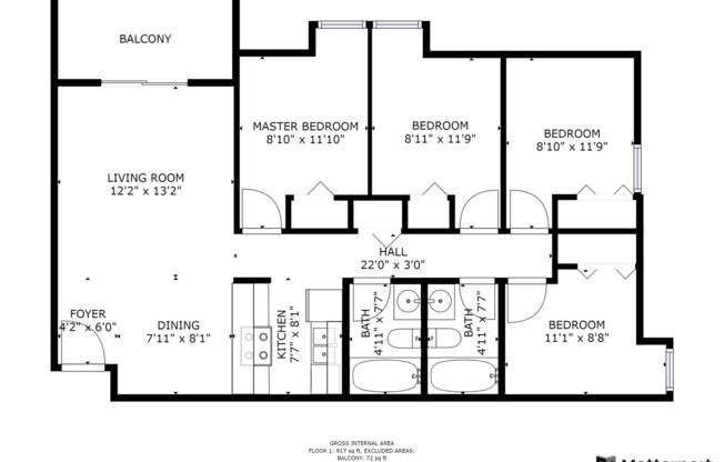 4 beds, 2 baths, 960 sqft, $1,440