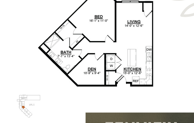 1 bed, 1 bath, 1,015 sqft, $1,995, Unit 410