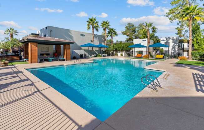 the swimming pool at our apartments in palm springs