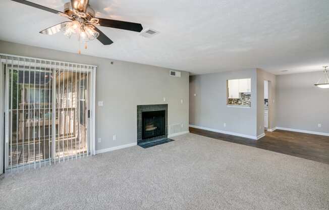Model Living Room with Fireplace at Oakley Run Apartments in Smyrna, GA