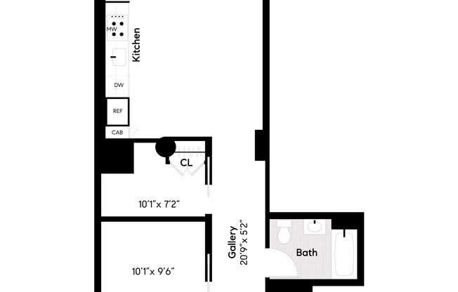 2 beds, 1 bath, 845 sqft, $6,100, Unit 15F