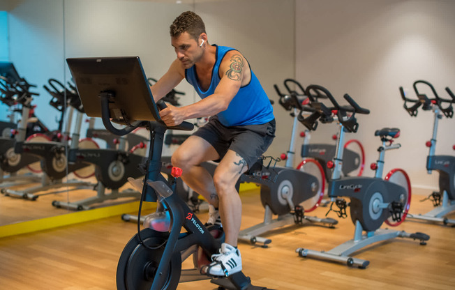 Fitness Center Spin Room with Peloton Bikes