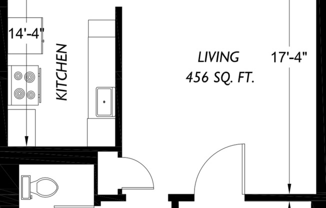 Studio, 1 bath, 456 sqft, $1,595, Unit 202