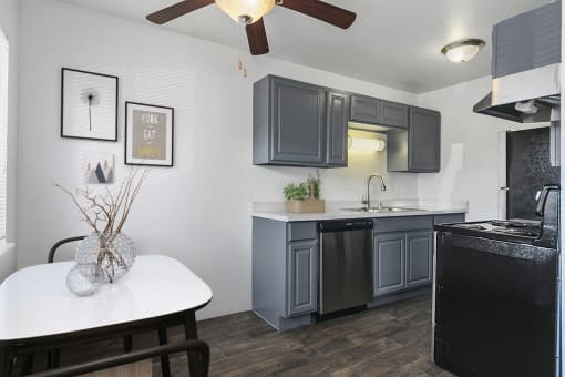 Staged Kitchen at Kentwood Apartments, Kent, Washington