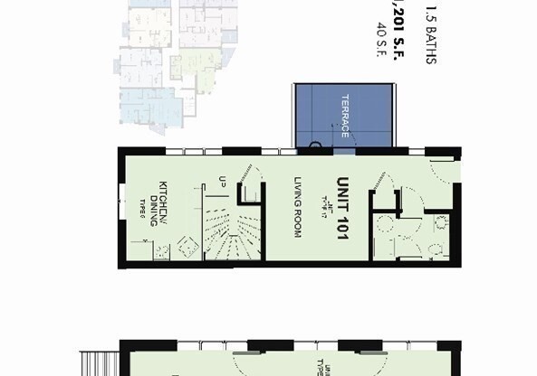 2 beds, 1.5 baths, 1,125 sqft, $4,100, Unit 101