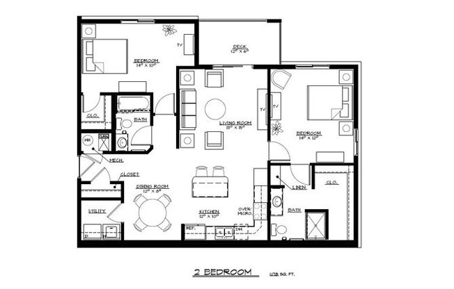 2 beds, 2 baths, 1,178 sqft, $1,575