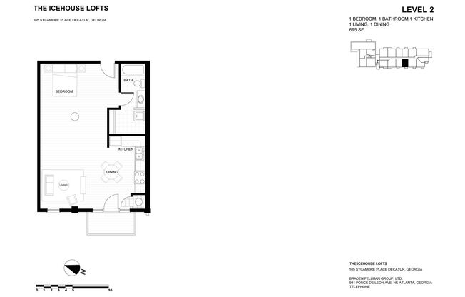Studio, 1 bath, 695 sqft, $1,575, Unit A-204