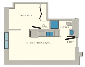 Studio, 1 bath, 487 sqft, $778