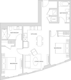 2 beds, 2 baths, 961 sqft, $3,900