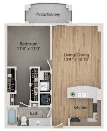 1 bed, 1 bath, 848 sqft, $1,838