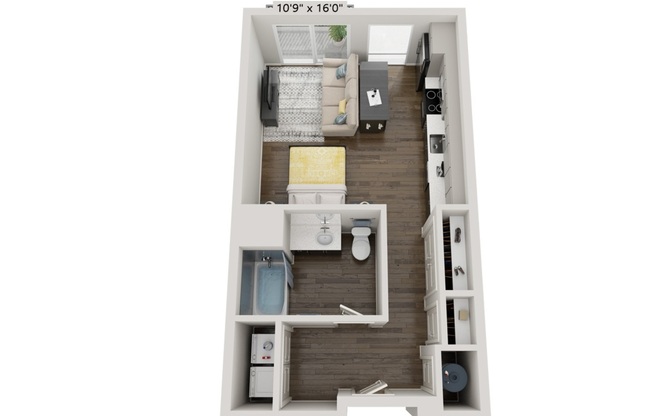 Studio, 1 bath, 567 sqft, $1,574