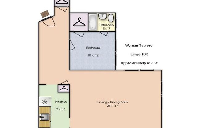 1 bed, 1 bath, 550 sqft, $1,500, Unit 103