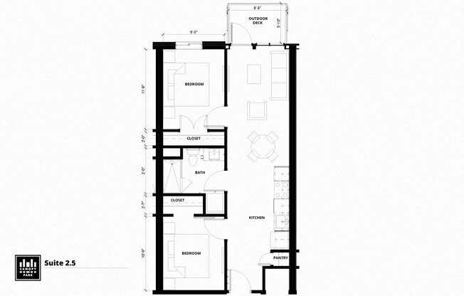 2 beds, 1 bath, 748 sqft, $1,199