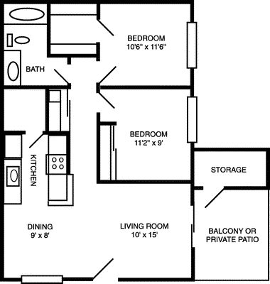 2 beds, 1 bath, 804 sqft, $3,510, Unit 321