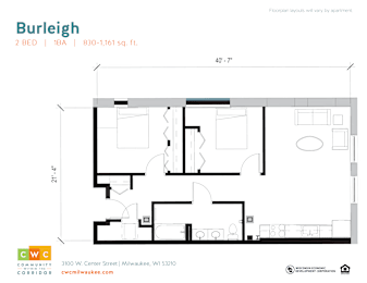 2 beds, 1 bath, 933 sqft, $1,203