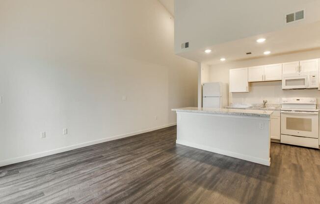 Open concept kitchen at Aviator at Brooks Apartments, Clear Property Management, San Antonio, Texas