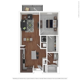 1 bed, 1 bath, 686 sqft, $1,492