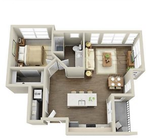 1 bed, 1 bath, 713 sqft, $2,625