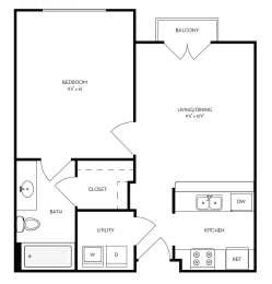 1 bed, 1 bath, 561 sqft, $1,256