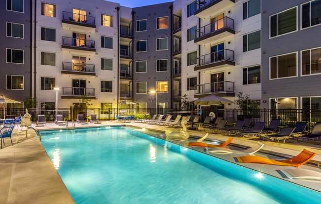 Pool View In Night Sky at Spoke Apartments, Atlanta, GA