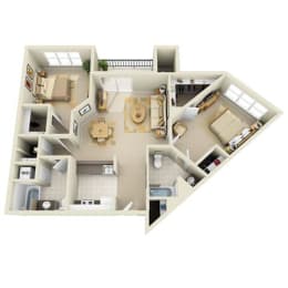 2 beds, 2 baths, 1,057 sqft, $2,902