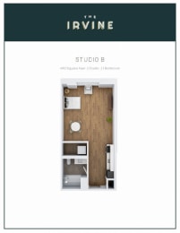 Studio, 1 bath, 490 sqft, $1,299