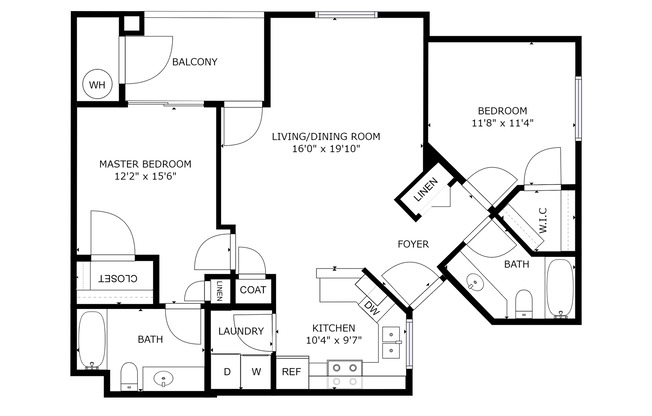 2 beds, 2 baths, 987 sqft, $1,460, Unit 2102