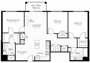 3 beds, 2 baths, 1,343 sqft, $4,443