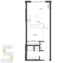 1 bed, 1 bath, 497 sqft, $1,249