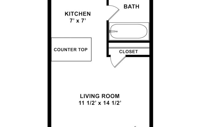 Studio, 1 bath, 280 sqft, $740