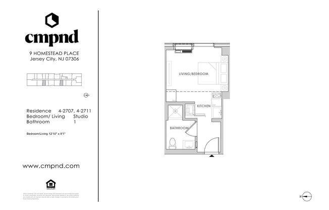 Studio, 1 bath, 290 sqft, $2,200, Unit 1811