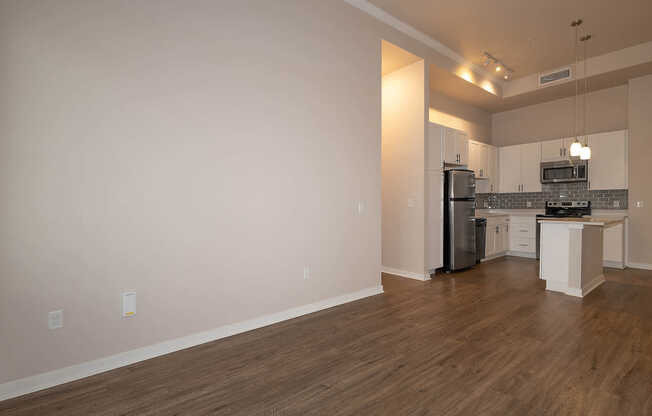 Living Area and Kitchen with Hard Surface Flooring