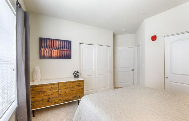 Bedroom with Attached Closet at Aventura at Maryland Oaks, Missouri