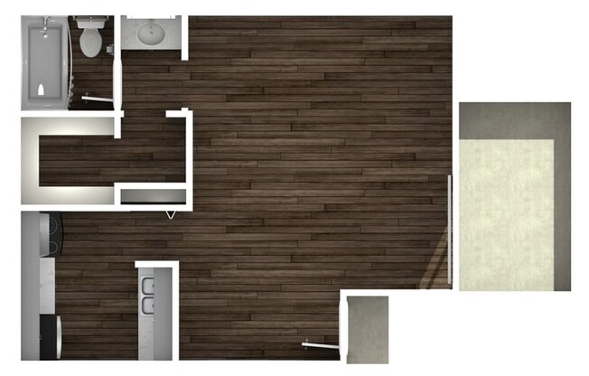Studio, 1 bath, 438 sqft, $900