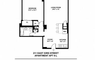 1 bed, 1 bath, 750 sqft, $4,950, Unit 9L