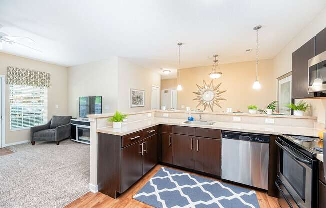 the preserve at ballantyne commons apartment kitchen and living room