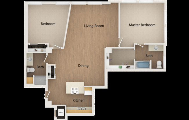 2 beds, 2 baths, 1,020 sqft, $1,750, Unit 509
