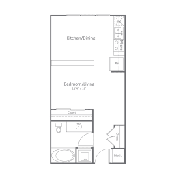 Studio, 1 bath, 637 sqft, $1,182