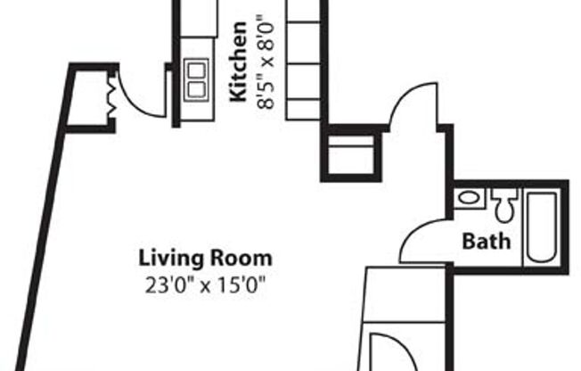 Studio, 1 bath, 420 sqft, $999, Unit 2322-4