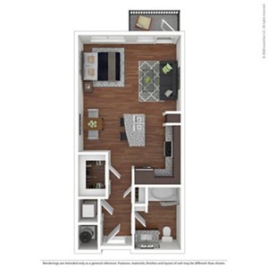 Studio, 1 bath, 589 sqft, $1,611