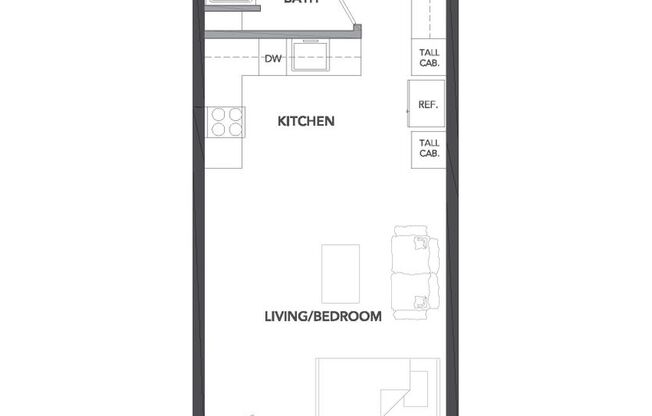 Studio, 1 bath, 354 sqft, $1,195, Unit T301